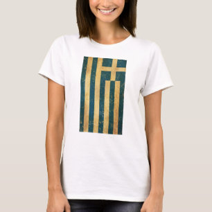 Camiseta Grécia Bandeira Vintage Grunge White feminino