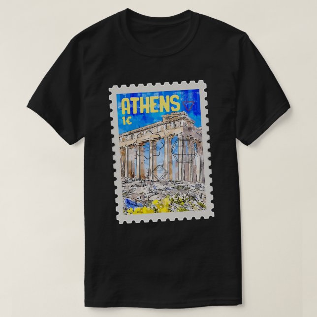 Camiseta Grécia de Atenas Visitante do Templo Grego do Pânt (Frente do Design)