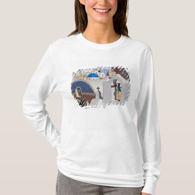 Camiseta Grécia e ilha grega de Santorini, cidade de Oia 5 (Frente)