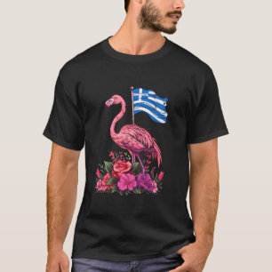 Camiseta Grécia Flamingo Floral Orgulho Grego Bandeira Greg