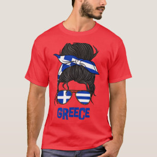 Camiseta Grécia para Garota Bandeira Grega para Grécia Femi