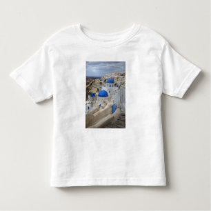 Camiseta Grécia, Santorini. Torre de celular e domos azuis 