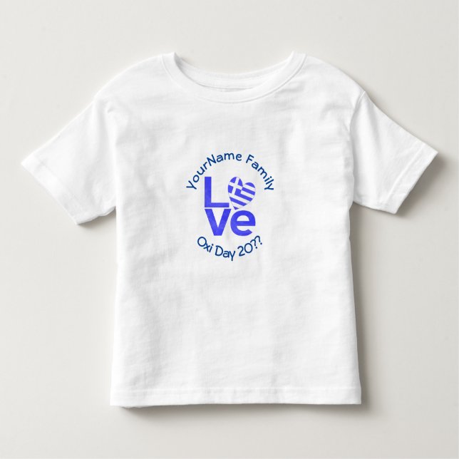Camiseta Grécia Sinalizador de Coração Azul LOVE Personaliz (Frente)