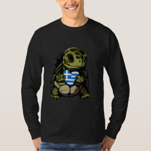 Camiseta Grécia Sinalizador Tartaruga Coração Grega Raízes