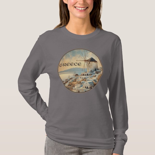 Camiseta Grécia Windmills de Mykonos (Frente)
