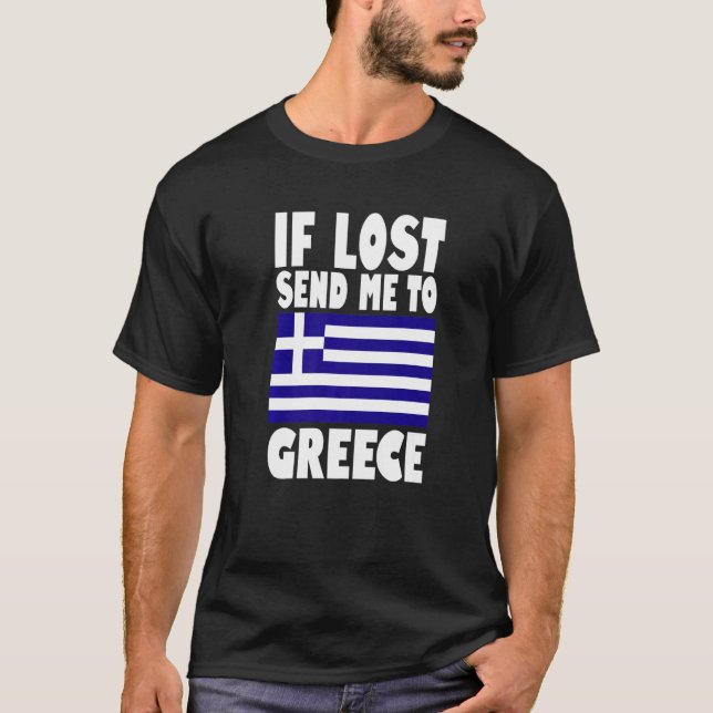 Camiseta Greece Flag Design  If lost send me to Greece Prem (Frente)