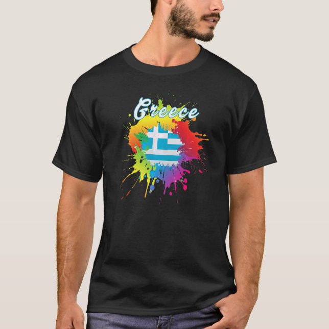 Camiseta Greece Flag Gay Colorful Splash Greek Flag (Frente)