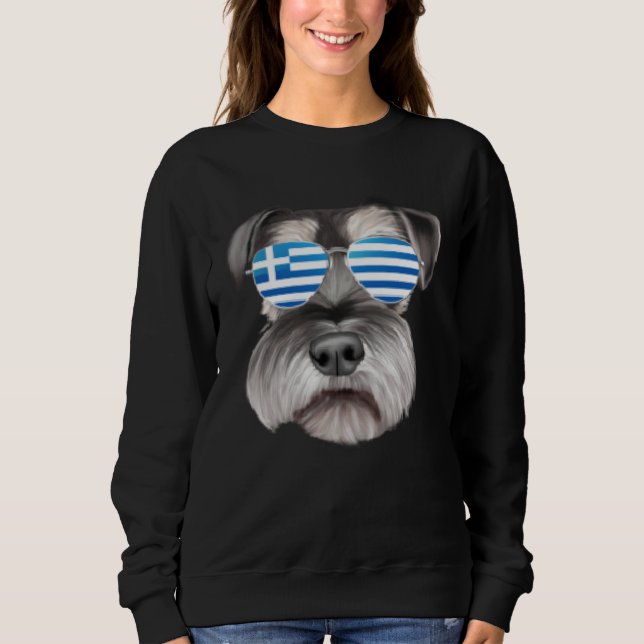 Camiseta Greek Flag Miniature Schnauzer Dog Greece Pocket (Frente)