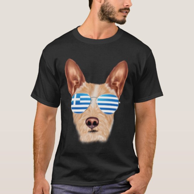 Camiseta Greek Flag Portuguese Podengo Pequeno Dog Greece P (Frente)