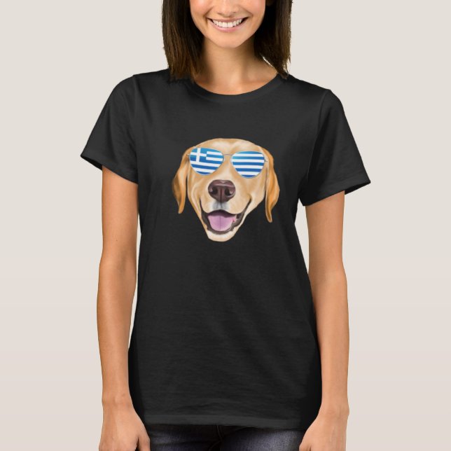 Camiseta Greek Flag Yellow Labrador Retriever Dog Greece Po (Frente)