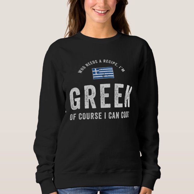 Camiseta Greek Food Chef Flag Cute  Cooking Retro (Frente)