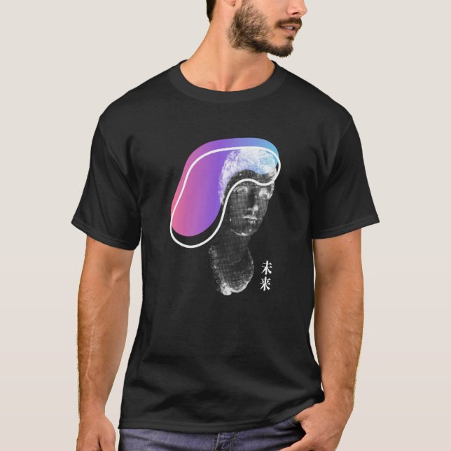 Camiseta Greek Statue Artsy Vaporwave Retrowave Kanji (Frente)