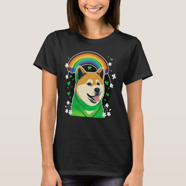 Camiseta Green Akita Inu shamrock on St Patricks Day Akita  (Frente)