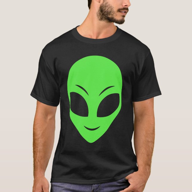 Camiseta Green Alien Head 90's Style Funny Alien (Frente)