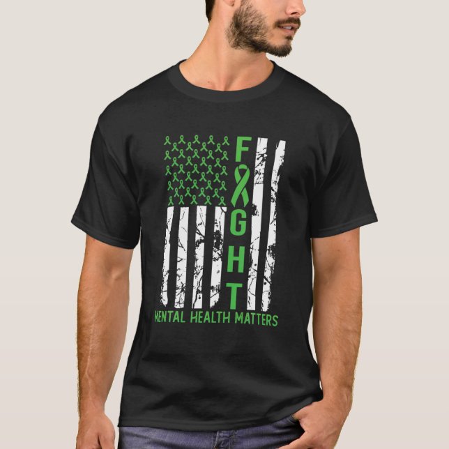 Camiseta Green American Flag USA Mental Health (Frente)