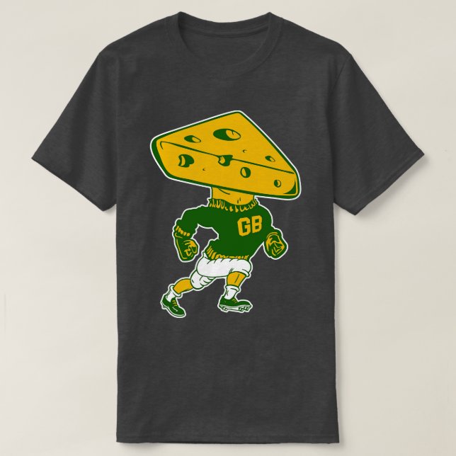 Camiseta Green Bay Retro Mascot Cheese Head (Frente do Design)