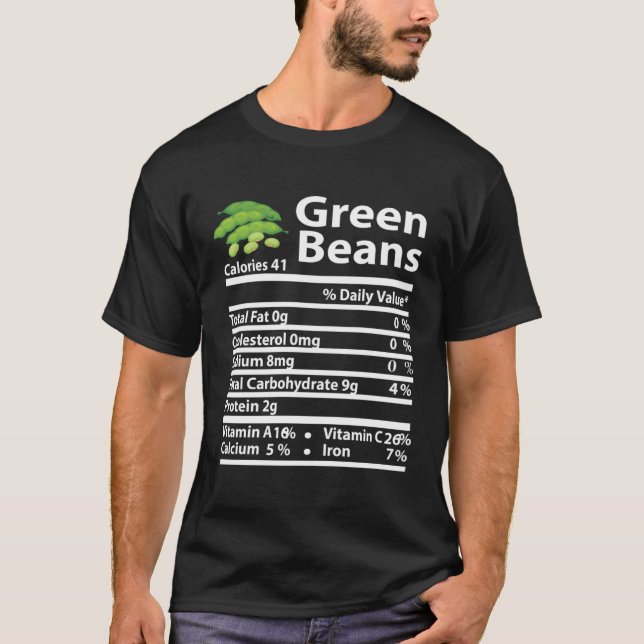 Camiseta Green Beans Nutrition Fact Thanksgiving Christmas (Frente)