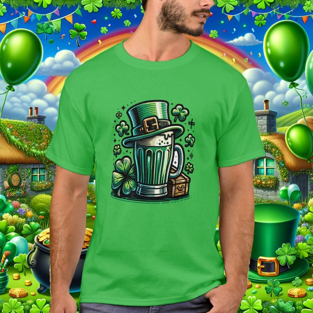 Camiseta Green Beer e Leprechaun Hat (Criador carregado)