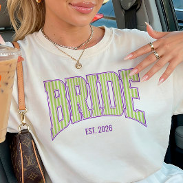 Camiseta Green + Beige Stripe Purple Varsity BRIDE