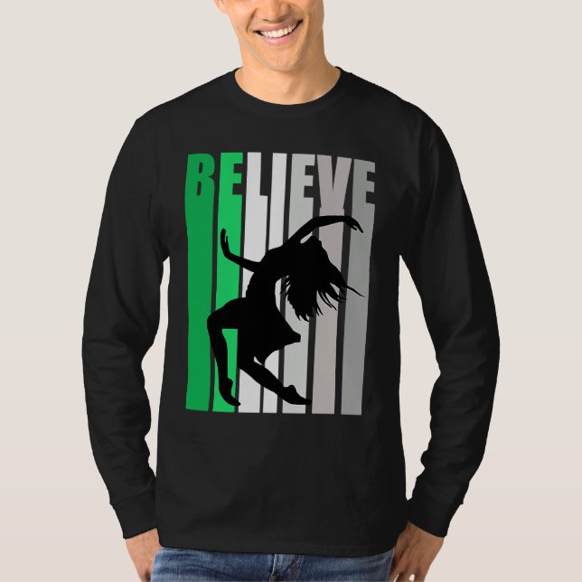 Camiseta Green Believe Motivating Girls Dance Retro Graphic (Frente)