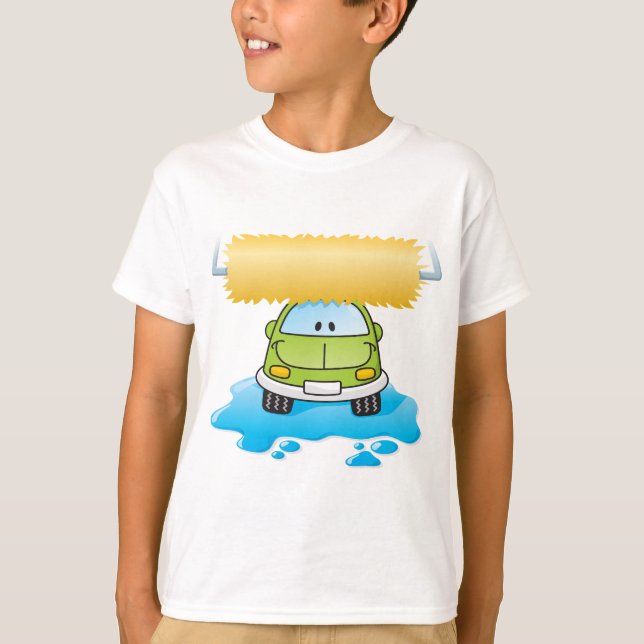 Camiseta Green Cartoon Car Wash Happy Little Car (Frente)