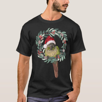 Camiseta Green Cheek Conure Vestindo o Papai Noel