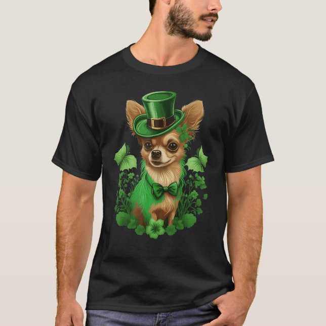 Camiseta Green Chihuahua shamrock on St Patricks Day Chihua (Frente)