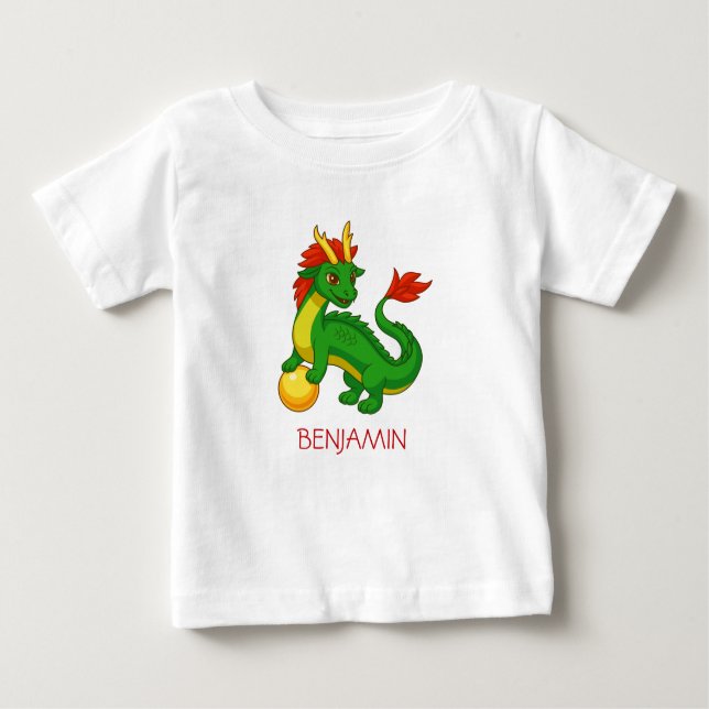 Camiseta Green Chinese Dragon Custom Name (Frente)