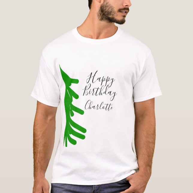 Camiseta Green Christmas tree happy birthday December winte (Frente)