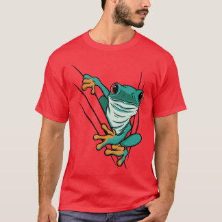 Camiseta Green comic frog comes through cracks for men wome