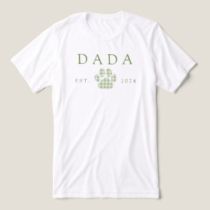 Camiseta Green Dada Gingham Puppy Paw Print Aniversário