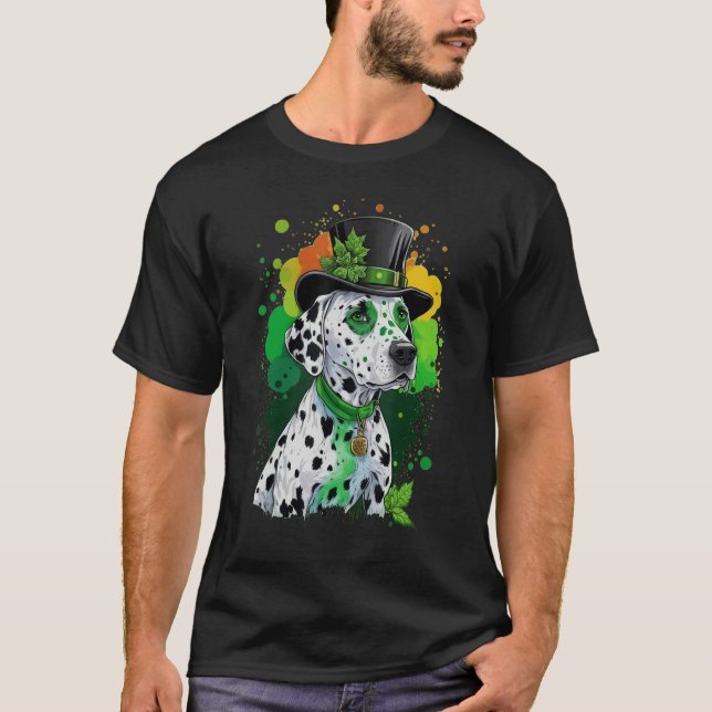 Camiseta Green Dalmatian shamrock on St Patricks Day Dalmat (Frente)