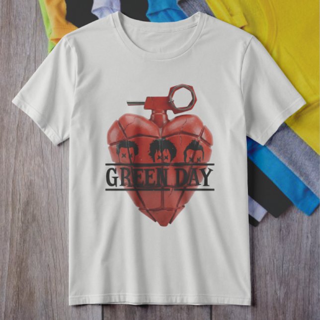 Camiseta Green Day Red Heart Grenade Punk Rock (Criador carregado)