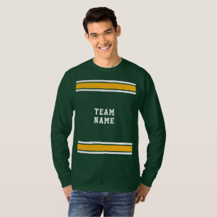 Camiseta Green Dourada White Sports Jersey Team Long Sleeve