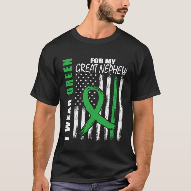 Camiseta Green For Great Nephew Kidney Disease Awareness Fl (Frente)