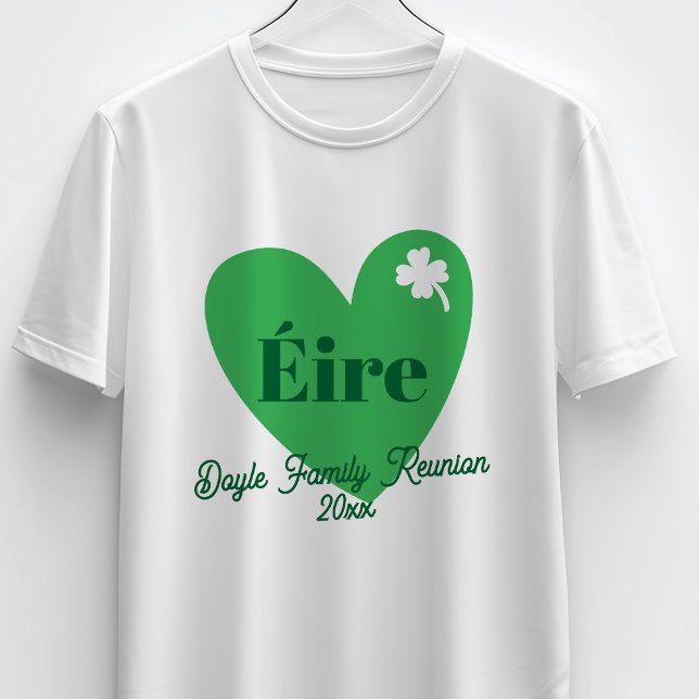 Camiseta Green Four Leaf Clover Heart Éire Ireland Reunion (Criador carregado)