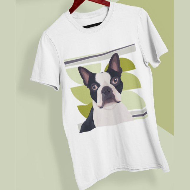 Camiseta Green Geométrico Boston Terrier Dog (Criador carregado)