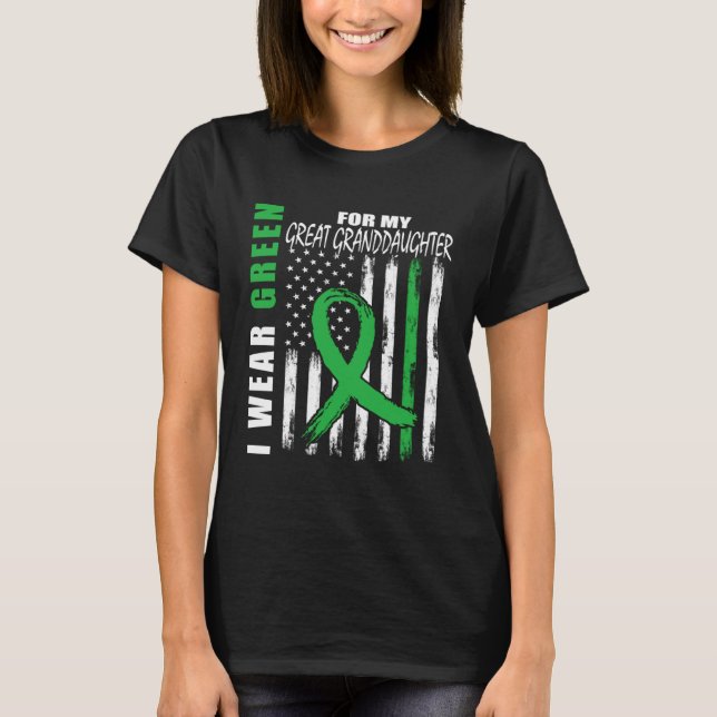 Camiseta Green Great Granddaughter Kidney Disease Awareness (Frente)