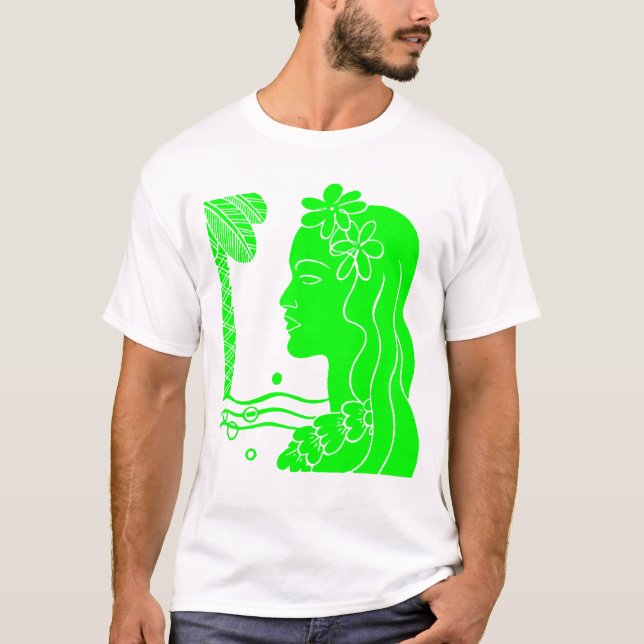 Camiseta Green Hula Girl Head (Frente)