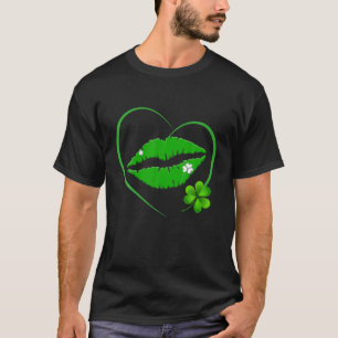 Camiseta Green Lipstick Shamrock Kiss Dias de São Patríci