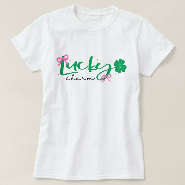 Camiseta Green Pink Lucky Charm St Patrick's Day  (Frente do Design)