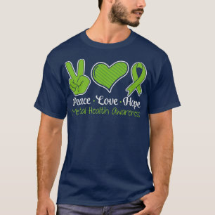 Camiseta Green Ribbon Peace Love Hope Mental Health Awarene