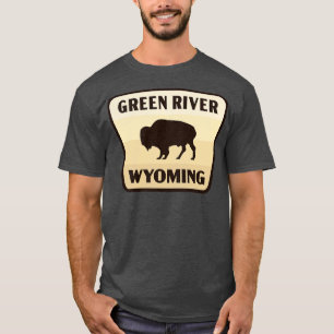 Camiseta Green River Wyoming Retro Buffalo Crachá Tan
