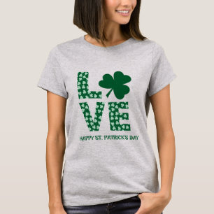 Camiseta Green Shamrock ama Ruas da Diversão Irlandesa. Dia