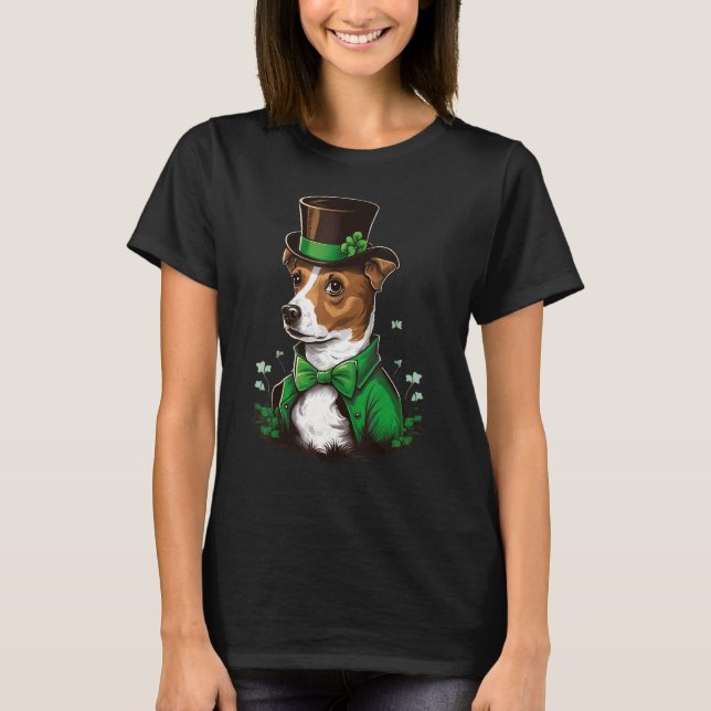 Camiseta Green shamrock on St Patricks Day Jack Russell Ter (Frente)