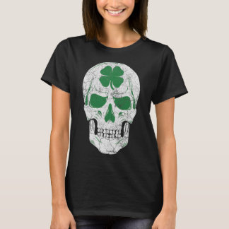 Camiseta Green Shamrock Skull Irish Ireland DIA DE SÃO PATR
