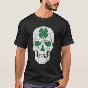 Camiseta Green Shamrock Skull Irish Ireland Dia de São Patr