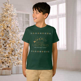 Camiseta Green Snowflake Christmas Kids Shirt