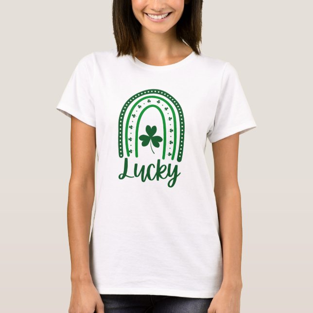 Camiseta Green St Patrick's Day Rainbow (Frente)