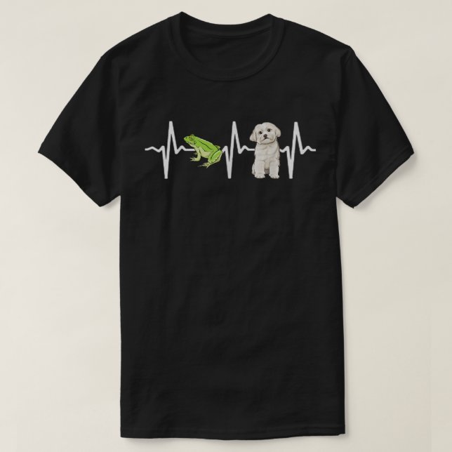 Camiseta Green Tree Frog Maltese Heartbeat Dog Lover  (Frente do Design)